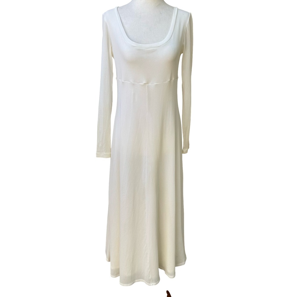 BCBG Y2K Minimalist Ethereal Coquette Empire Waist Faireycore Maxi Dress Cream‎